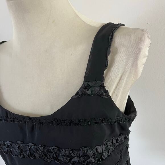 Vtg Y2K Black Ruffle Tank Top Wmns 10P Witchy Whimsygoth Emo Grunge - Picture 3 of 7